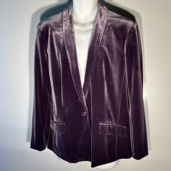 INC Purple Velvet SZ XL Blazer Dressy Romantic Staple Career Relaxed Fit Modern - Picture 2 of 8